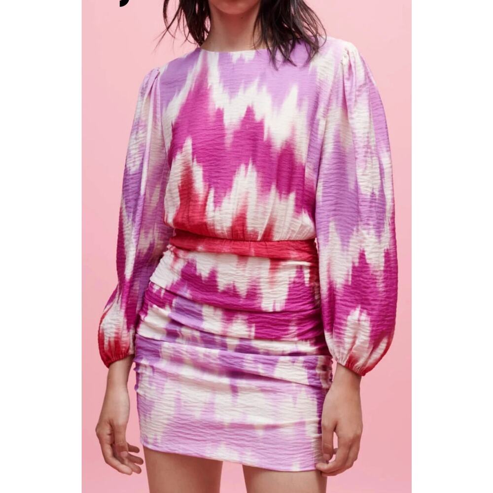 Maje Tie and Dye printed viscose dress in FR Size 36 or US 4 Or Small. NWT